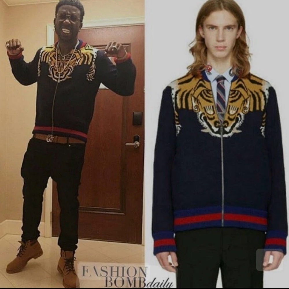 Rare 🔥🔥🔥 Authentic GUCCI Tiger Web Striped 100% Lana Wool Cardigan Small